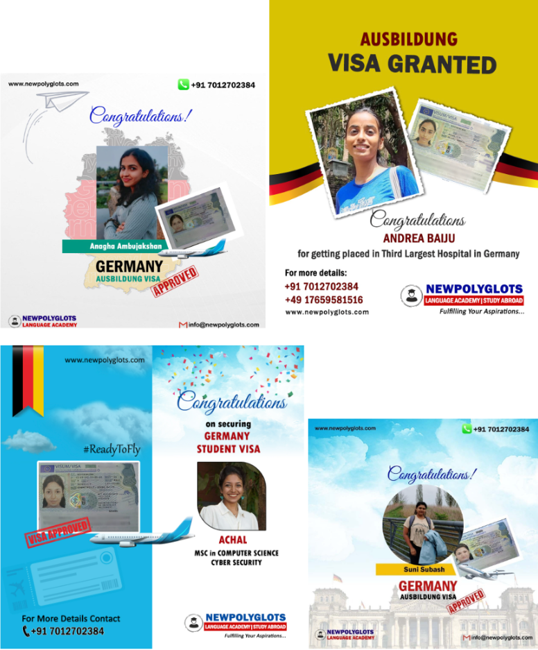 Anagha, Andrea, Achal, Suni Subash Germany Visa Achievers Newpolyglots